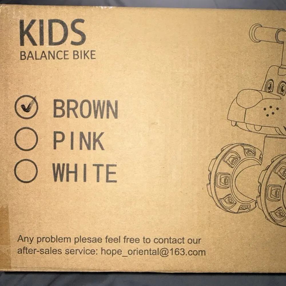 Brown 4-Wheel Kids Balance Bike Ride-On Toy for 10-36 Months Boys & Girls